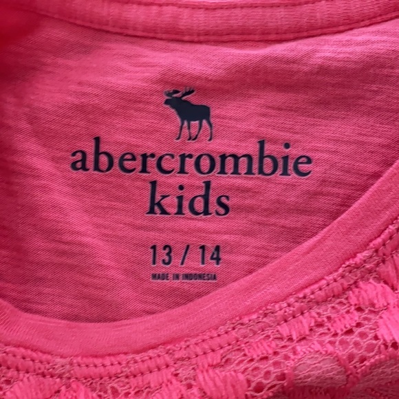 Girls lace front pink tee from Abercrombie Kids - Picture 3 of 7